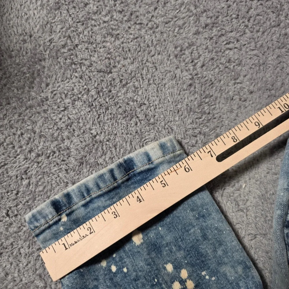 Smoke Rise Mens 38x32 Moto Jeans Blue Acid Wash Paint Splatter Distressed Biker